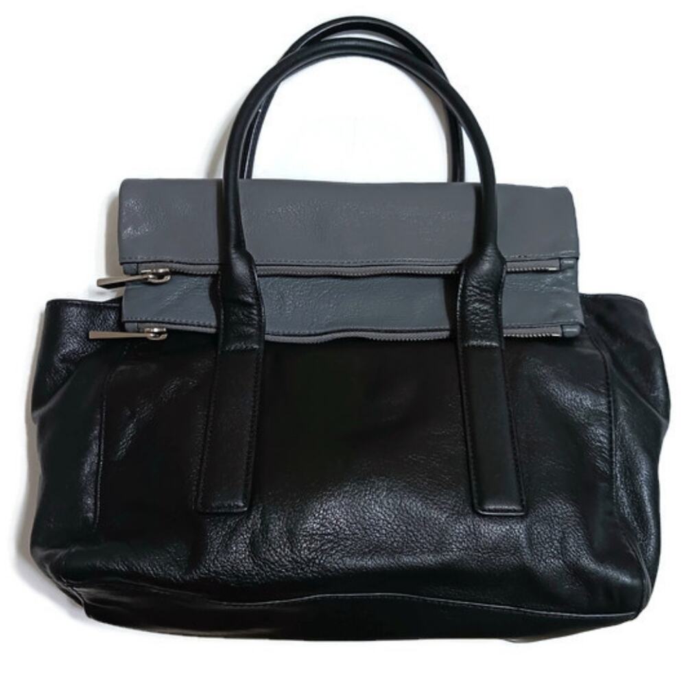 Michael Kors Tippi large satchel tote black slate gray soft pebbled leather